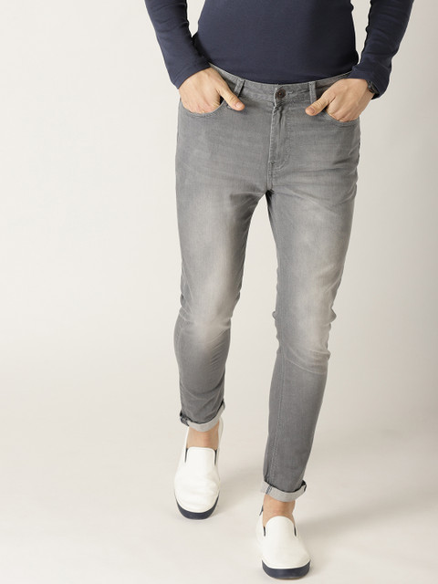 

United Colors of Benetton Men Grey Carrot Fit Mid-Rise Clean Look Stretchable Jeans