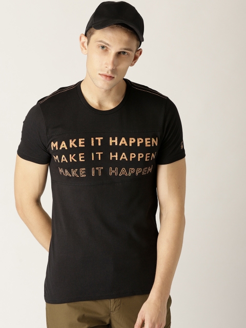 

United Colors of Benetton Men Black Printed Round Neck T-shirt