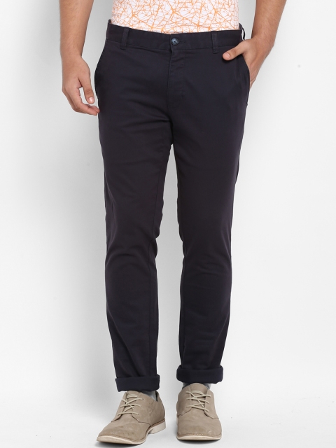 

Parx Men Navy Blue Tapered Fit Solid Chinos