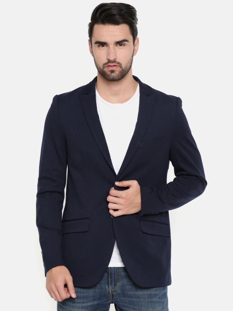 

Indian Terrain Navy Blue Single-Breasted Smart Casual Blazer