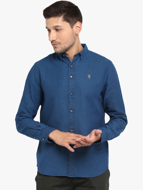 

Red Tape Men Teal Self Design Casual Shirt