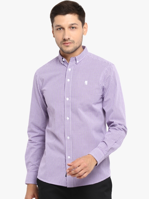 

Red Tape Men Purple & Off-White Checked Casual Shirt