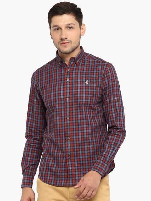 

Red Tape Men Orange & Grey Checked Casual Shirt