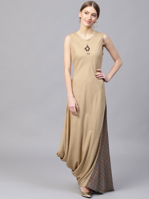 

Shree Women Beige Solid Maxi Dress