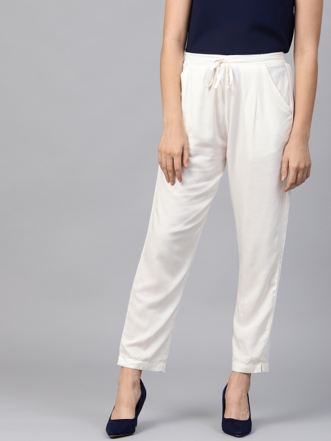

Shree Women Off-White Solid Trousers