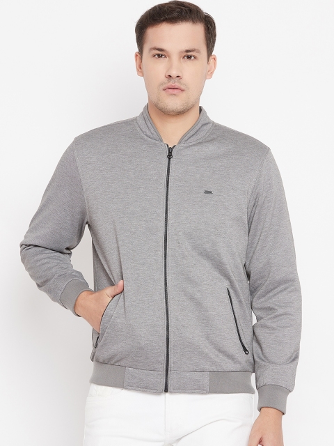 

Peter England Men Grey Solid Bomber Jacket