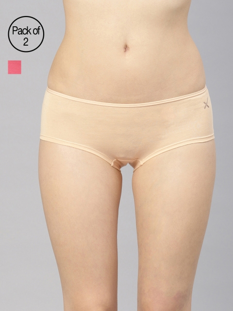 

HRX by Hrithik Roshan Women Pack of Two Lifestyle Hipster Briefs LS-7057AB, Beige