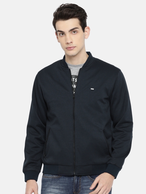 

Peter England Men Navy Blue Solid Bomber