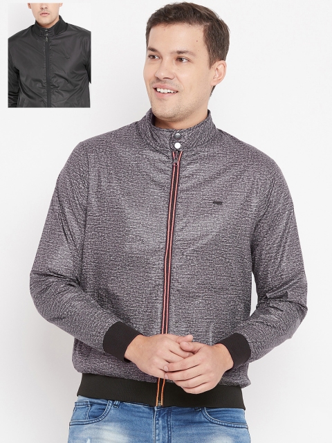 

Peter England Men Grey Solid Reversible Bomber Jacket