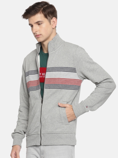 

Tommy Hilfiger Men Grey Melange Striped Sweatshirt