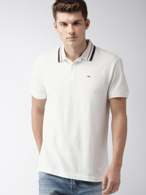 

Tommy Hilfiger Men White Solid Polo Collar T-shirt