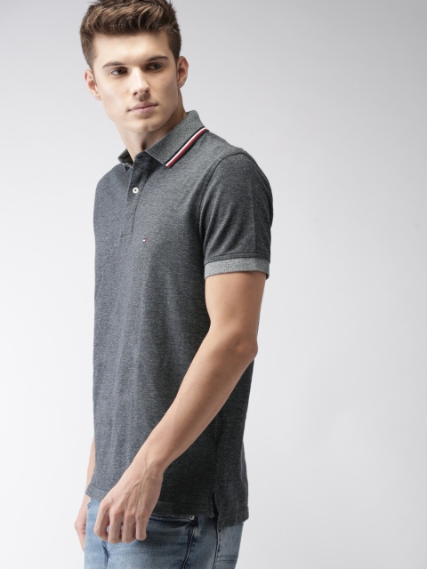 

Tommy Hilfiger Men Navy Blue Solid Polo Collar Pure Cotton T-shirt