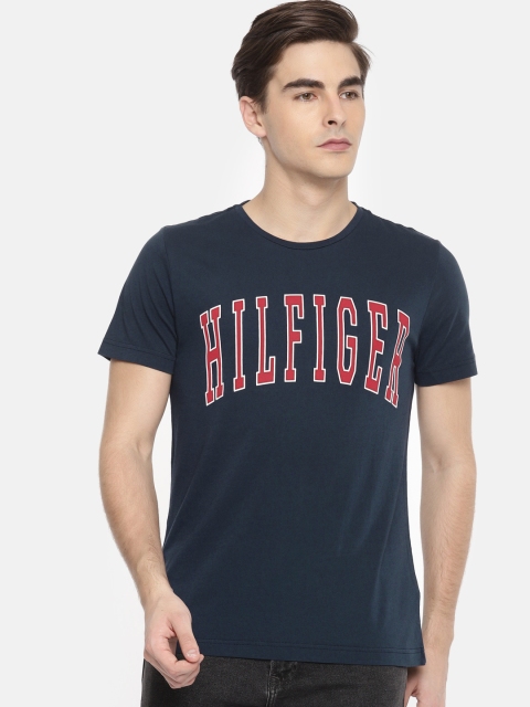 

Tommy Hilfiger Men Navy Blue Printed Round Neck T-shirt