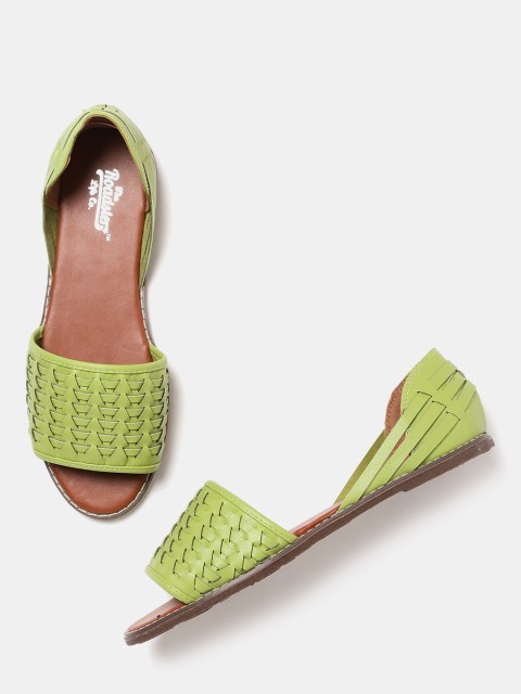 

Roadster Women Green Woven Design Open Toe Flats