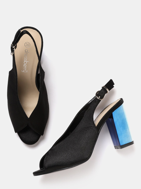

DressBerry Women Black Solid Heeled Peep Toes