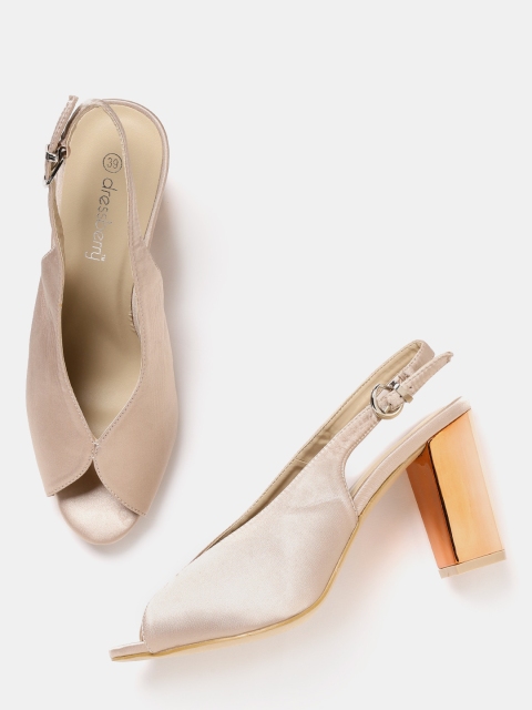 

DressBerry Women Beige Solid Heeled Peep Toes
