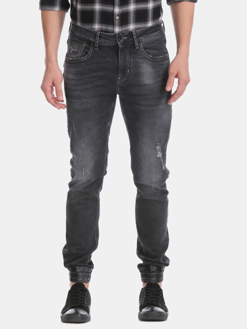 

Flying Machine Men Grey Tapered Fit Mid-Rise Mildly Distressed Stretchable Jeans