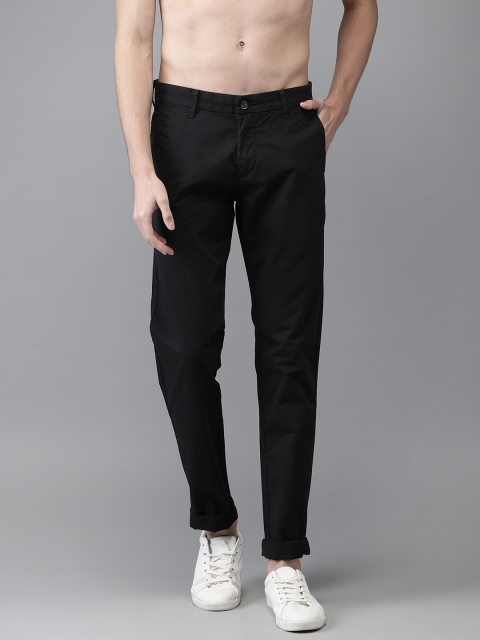 

Flying Machine Men Black Slim Fit Solid Regular Trousers