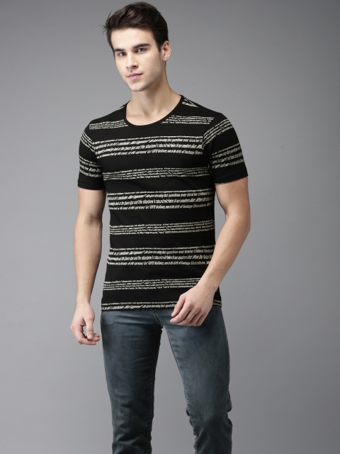 

Flying Machine Men Black & White Printed T-shirt