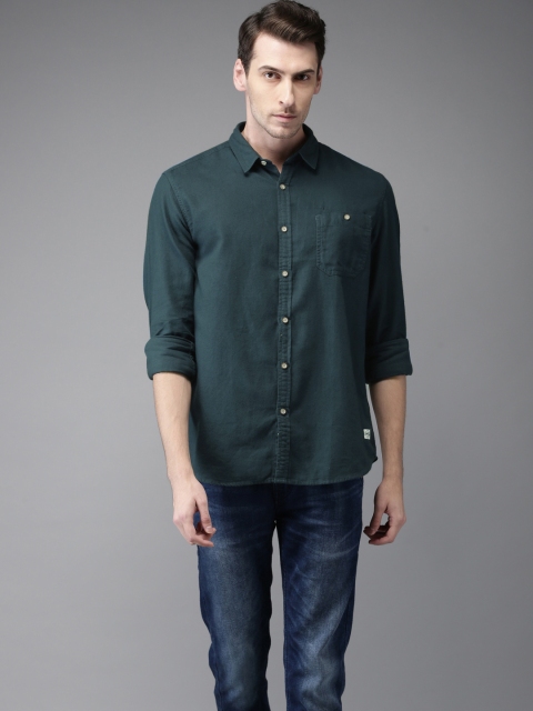 

Flying Machine Men Teal Green Classic Regular Fit Solid Casual Shirt