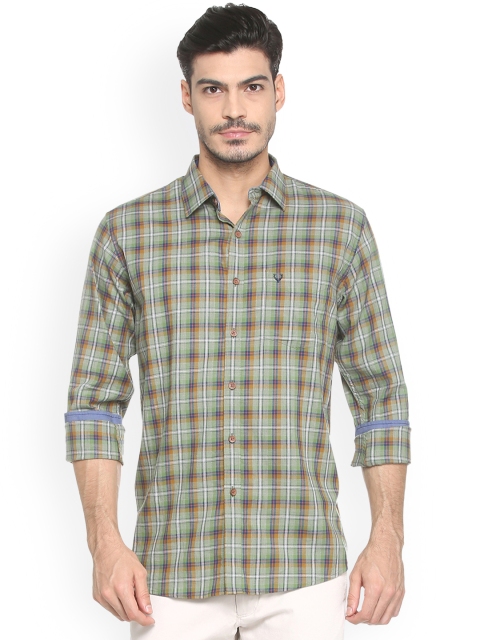 

Allen Solly Men Green & Blue Slim Fit Checked Casual Shirt