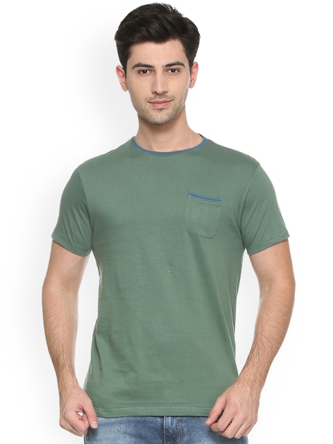 

People Men Green Solid Round Neck T-shirt