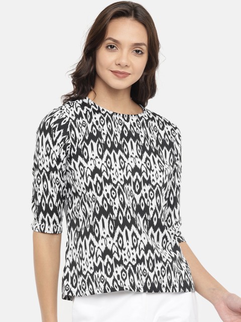 

Style Quotient Women White & Black Printed Top