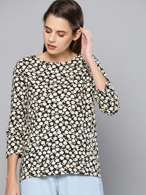 

Chemistry Women Black & Beige Printed T-shirt