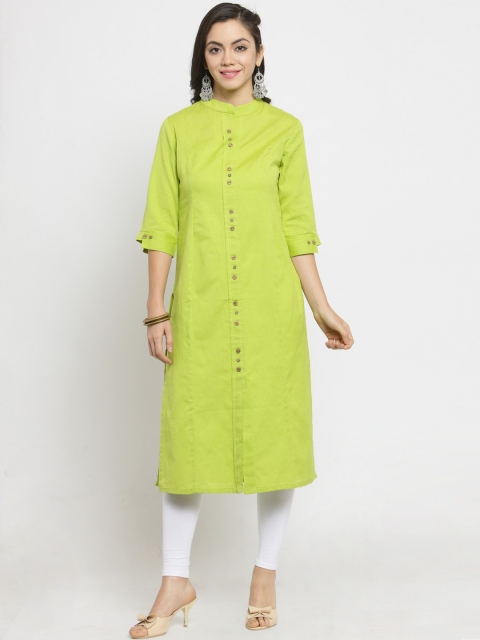 

Laabha Women Lime Green Solid Straight Kurta
