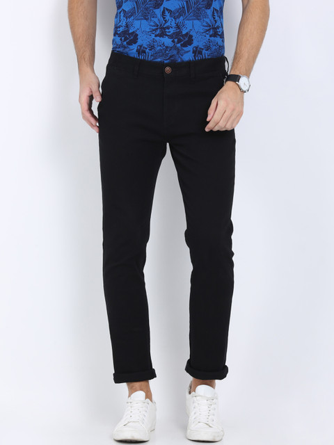 

Crocodile Men Black Slim Fit Solid Chinos