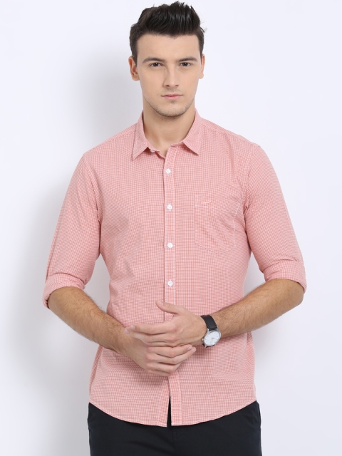 

Crocodile Men Orange & White Slim Fit Checked Casual Shirt