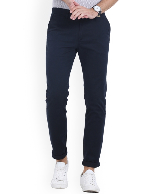 

Crocodile Men Navy Blue Slim Fit Solid Chinos