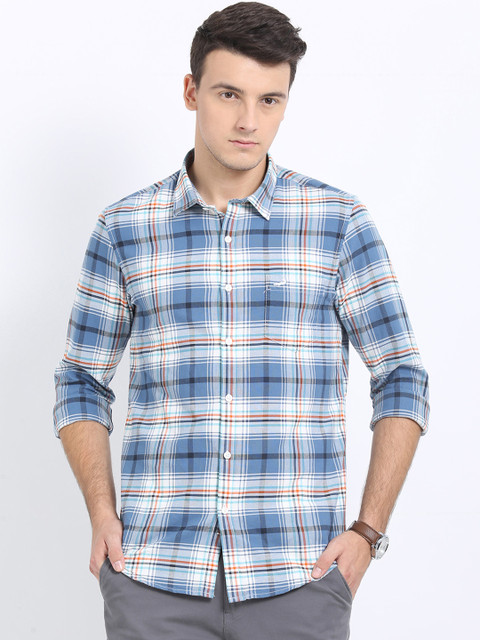 

Crocodile Men Blue & White Slim Fit Checked Casual Shirt