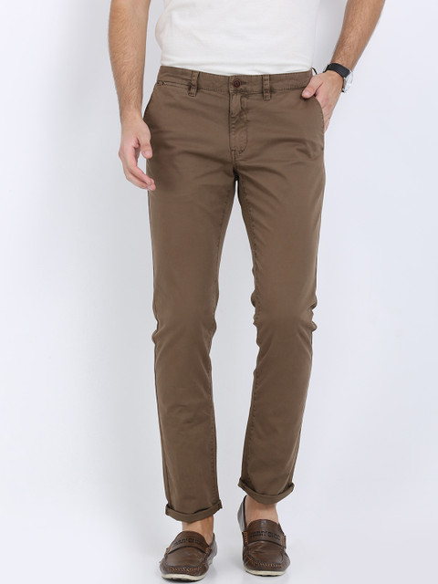 

Crocodile Men Brown Slim Fit Solid Chinos