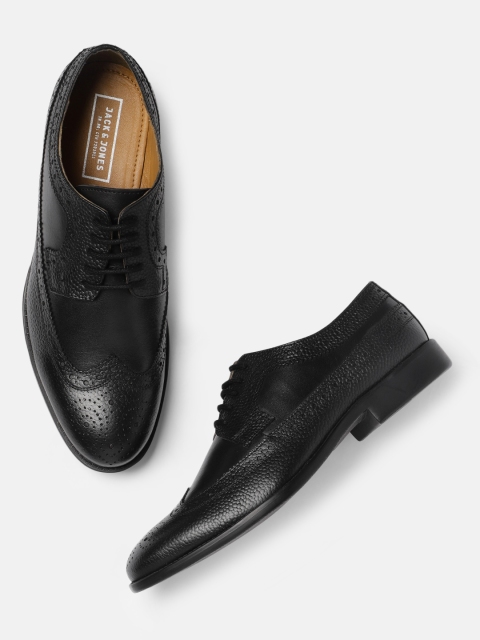 

Jack & Jones Men Black Leather Formal Brogues