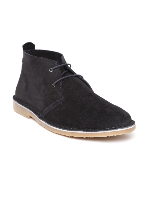 

Jack & Jones Men Black Solid Textile Mid-Top Flat Boots