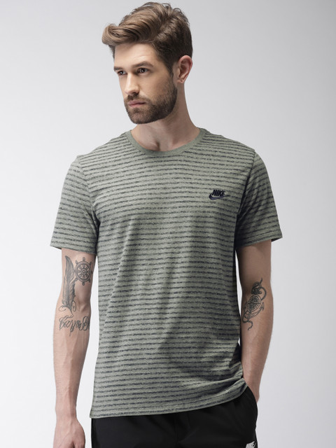 

Nike Men Grey & Navy Striped AS M NSW TEE LBR 2 T-shirt