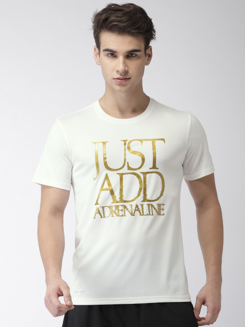 

Nike Men White Printed Anti-Odor AS M NK DRY TEE LGD ADRENALINE T-shirt