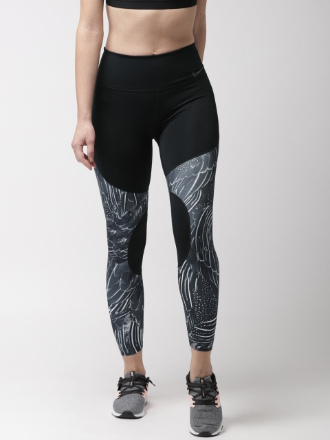 

Nike Black Printed AS W NK PWR TGHT GYM FLUTTER P Tights