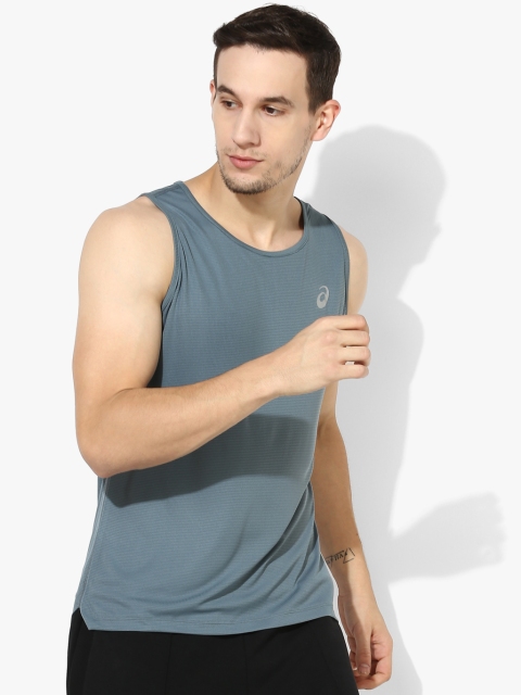 

ASICS Men Grey Solid Round Neck T-shirt