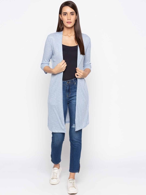 

Globus Blue Solid Open Front Shrug