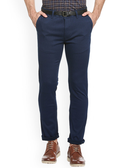 

V Dot Men Blue Slim Fit Printed Chinos