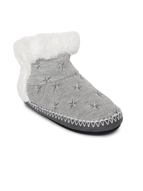 

Superdry Women Grey Woven Design Textile Mid-Top Flat Boots