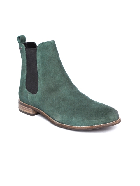 

Superdry Women Green Solid Suede Mid-Top Flat Boots