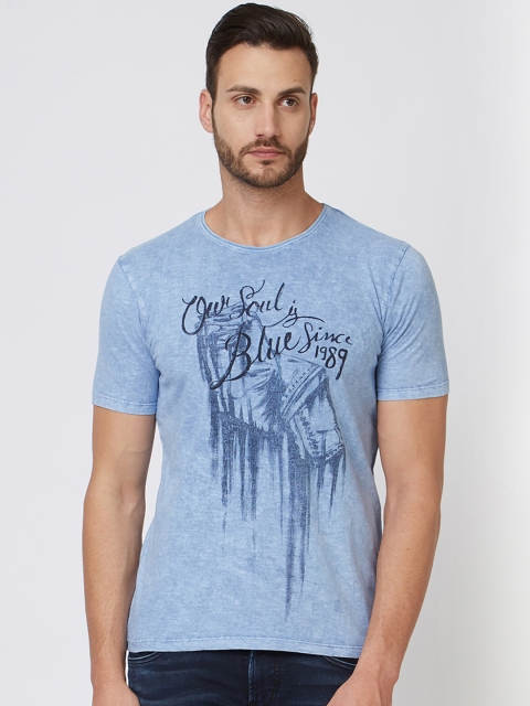 

Killer Men Blue Printed Round Neck T-shirt