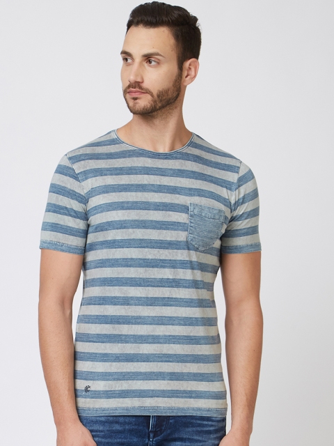 

Killer Men Blue Striped Round Neck T-shirt