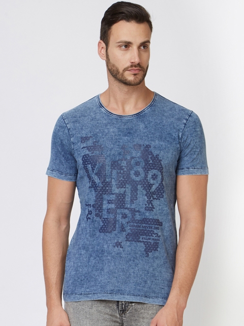 

Killer Men Blue Printed Round Neck T-shirt