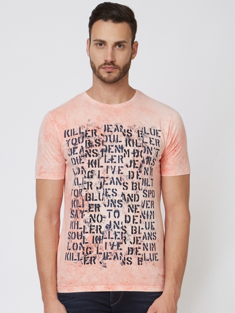 

Killer Men Peach-Coloured Printed Round Neck T-shirt