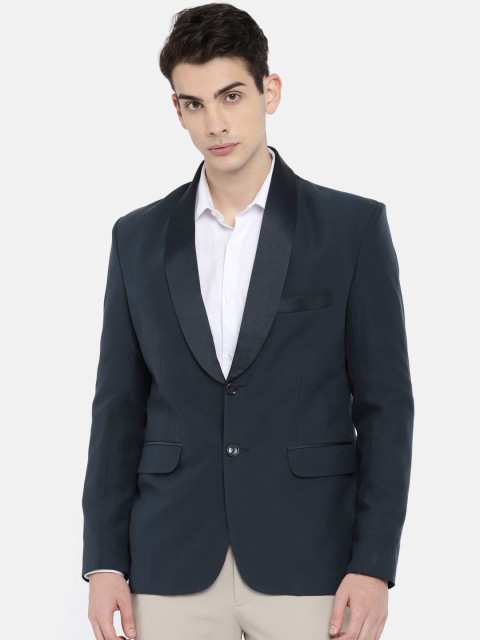 

Couture Cut Men Navy Slim Fit Solid Single-Breasted Tuxedo, Navy blue