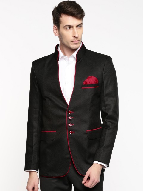 

Couture Cut Black Self-Design Single-Breasted Slim Fit Smart Casual Blazer